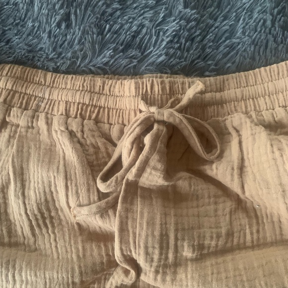 Tan 2 Piece Linen Set Top & Shorts M - Picture 4 of 5